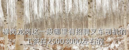 橫崗龍崗這一段哪里有招聘叉車司機的工資在25003000左右的