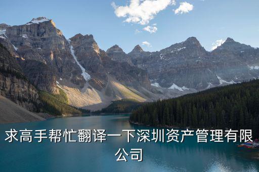 深圳市智信創(chuàng)富資產(chǎn)管理有限公司，求高手幫忙翻譯一下深圳資產(chǎn)管理有限公司