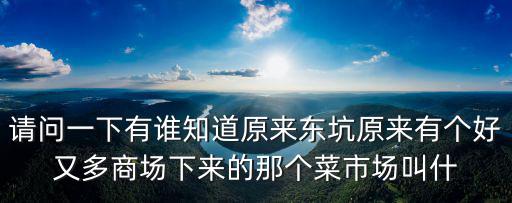 請問一下有誰知道原來東坑原來有個好又多商場下來的那個菜市場叫什