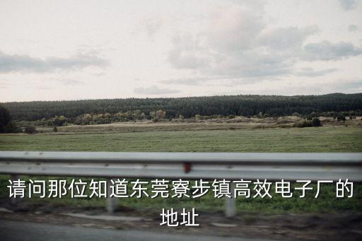 請問那位知道東莞寮步鎮高效電子廠的地址
