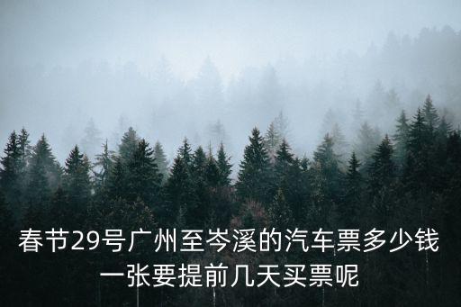春節(jié)29號(hào)廣州至岑溪的汽車票多少錢一張要提前幾天買票呢