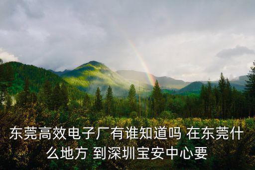 東莞高效電子廠有誰知道嗎 在東莞什么地方 到深圳寶安中心要