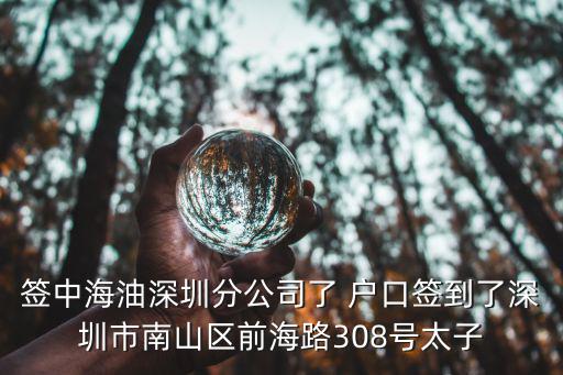 簽中海油深圳分公司了 戶口簽到了深圳市南山區(qū)前海路308號(hào)太子