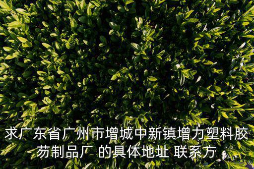 求廣東省廣州市增城中新鎮增力塑料膠芴制品廠 的具體地址 聯系方
