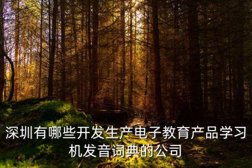 深圳有哪些開發生產電子教育產品學習機發音詞典的公司