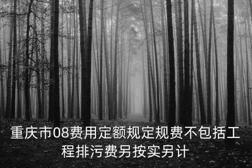 重慶市項目配套費竣工清算，重慶市08費用定額規定規費不包括工程排污費另按實另計