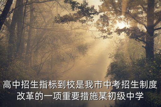 高中招生指標到校是我市中考招生制度改革的一項重要措施某初級中學