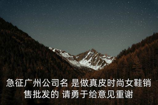 廣州市中義貿(mào)易有限公司，急征廣州公司名 是做真皮時(shí)尚女鞋銷售批發(fā)的 請(qǐng)勇于給意見(jiàn)重謝