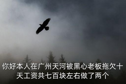 你好本人在廣州天河被黑心老板拖欠十天工資共七百塊左右做了兩個