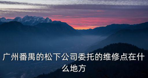 廣州番禺的松下公司委托的維修點在什么地方