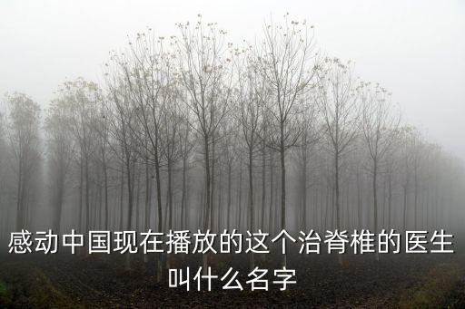 感動中國現(xiàn)在播放的這個治脊椎的醫(yī)生叫什么名字