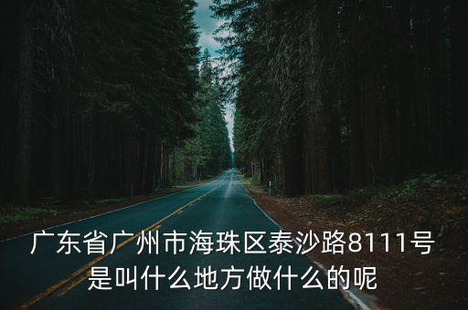 廣東省廣州市海珠區泰沙路8111號是叫什么地方做什么的呢