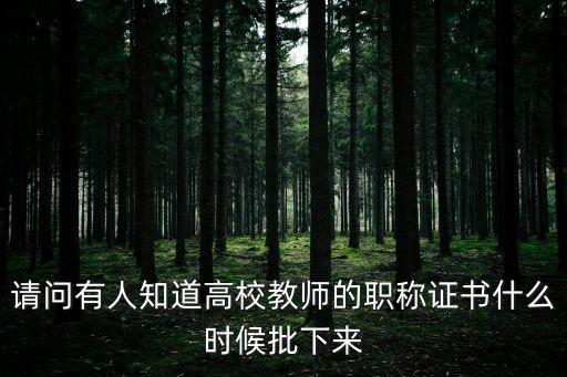 請(qǐng)問(wèn)有人知道高校教師的職稱(chēng)證書(shū)什么時(shí)候批下來(lái)