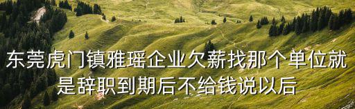 東莞虎門鎮雅瑤企業欠薪找那個單位就是辭職到期后不給錢說以后