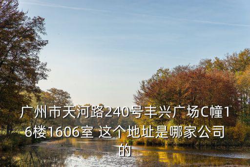 廣州市天河路240號豐興廣場C幢16樓1606室 這個地址是哪家公司的