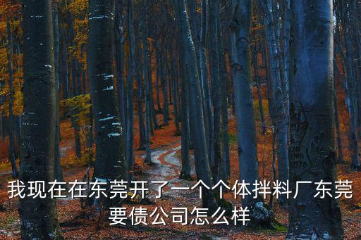 我現(xiàn)在在東莞開了一個個體拌料廠東莞要債公司怎么樣