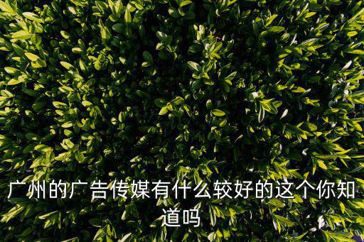 廣州的廣告傳媒有什么較好的這個你知道嗎