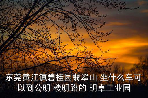 東莞黃江鎮碧桂園翡翠山 坐什么車可以到公明 樓明路的 明卓工業園