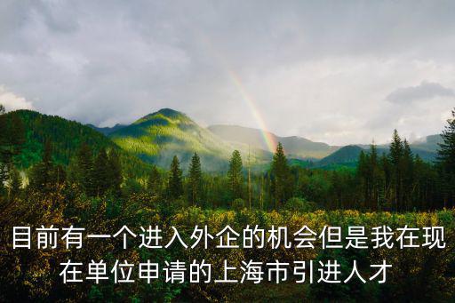 上海市引進(jìn)海歸人員，目前有一個(gè)進(jìn)入外企的機(jī)會但是我在現(xiàn)在單位申請的上海市引進(jìn)人才