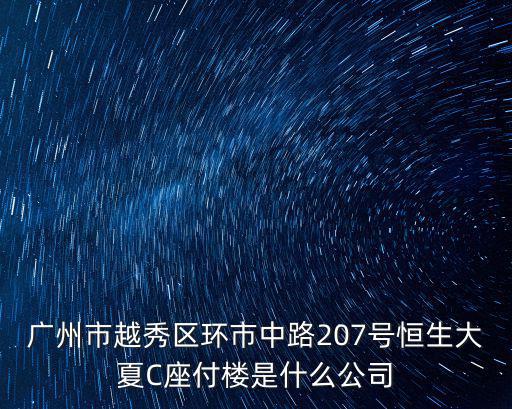 廣州市萬江乾元實(shí)業(yè)有限公司，廣州市越秀區(qū)環(huán)市中路207號恒生大夏C座付樓是什么公司