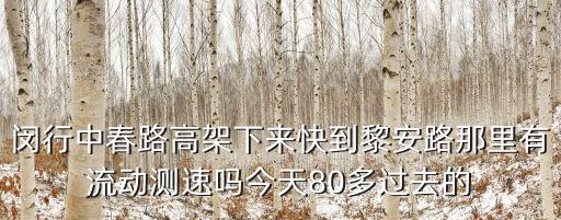 閔行中春路高架下來快到黎安路那里有流動測速嗎今天80多過去的