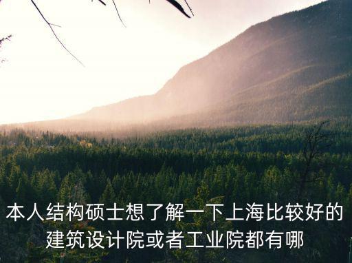 本人結(jié)構(gòu)碩士想了解一下上海比較好的建筑設(shè)計(jì)院或者工業(yè)院都有哪
