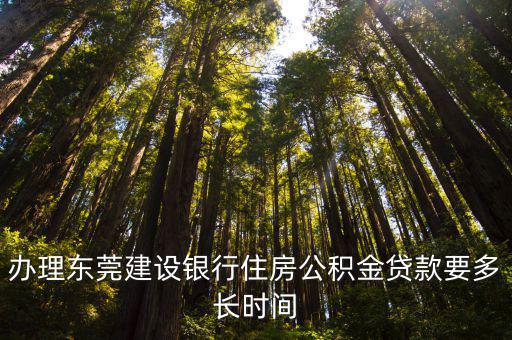 辦理東莞建設銀行住房公積金貸款要多長時間