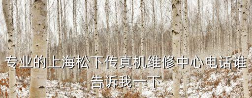 專業(yè)的上海松下傳真機維修中心電話誰告訴我一下