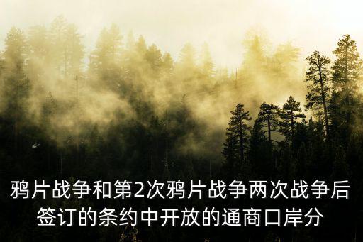 鴉片戰爭和第2次鴉片戰爭兩次戰爭后簽訂的條約中開放的通商口岸分