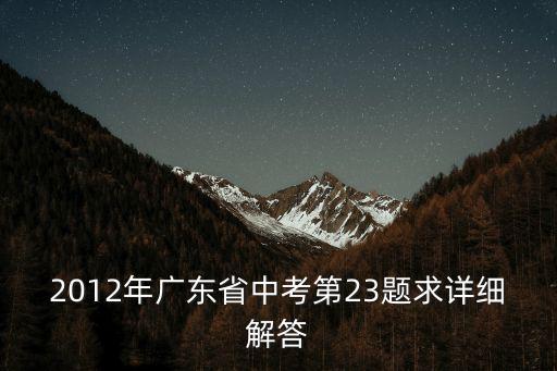 2012年廣東省中考第23題求詳細(xì)解答