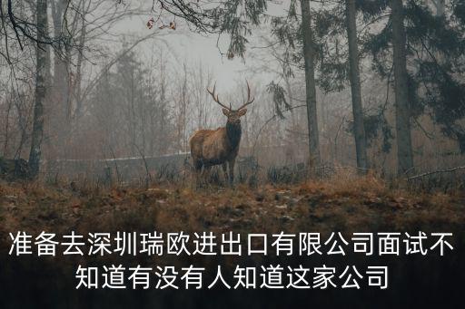 準備去深圳瑞歐進出口有限公司面試不知道有沒有人知道這家公司