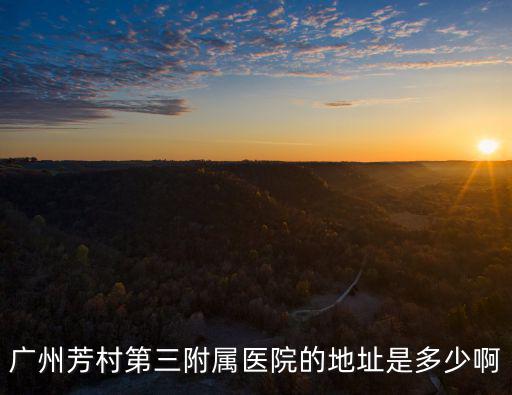 廣州芳村第三附屬醫(yī)院的地址是多少啊