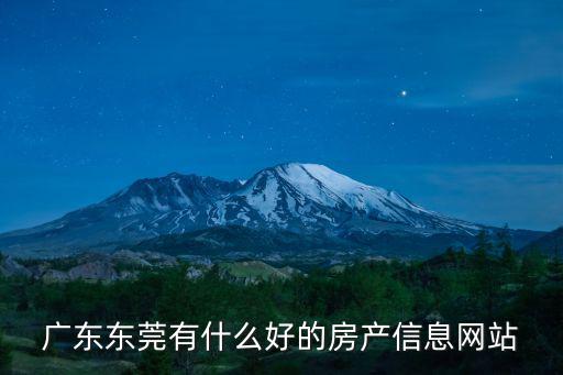 廣東東莞有什么好的房產信息網站