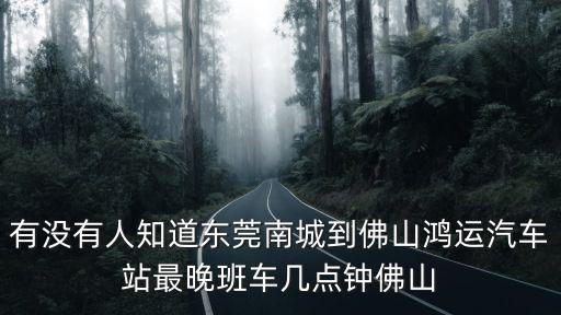 有沒有人知道東莞南城到佛山鴻運汽車站最晚班車幾點鐘佛山