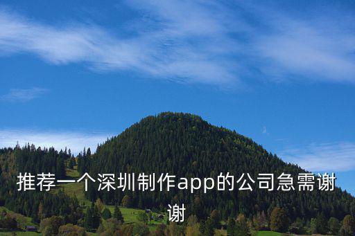 推薦一個(gè)深圳制作app的公司急需謝謝