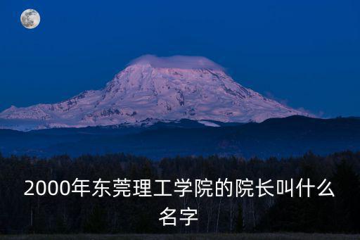 2000年東莞理工學院的院長叫什么名字