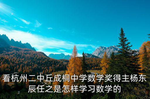 看杭州二中丘成桐中學(xué)數(shù)學(xué)獎得主楊東辰任之是怎樣學(xué)習(xí)數(shù)學(xué)的