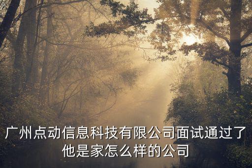 廣州點動信息科技有限公司面試通過了他是家怎么樣的公司