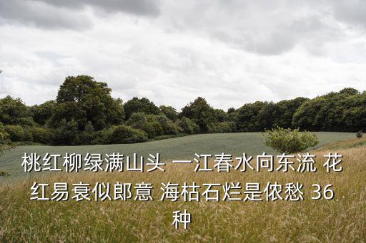 桃紅柳綠滿山頭 一江春水向東流 花紅易衰似郎意 海枯石爛是儂愁 36種