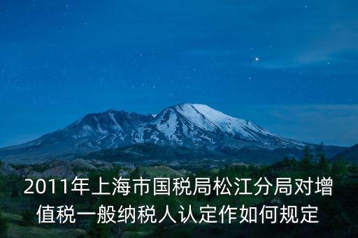 2011年上海市國稅局松江分局對增值稅一般納稅人認定作如何規定
