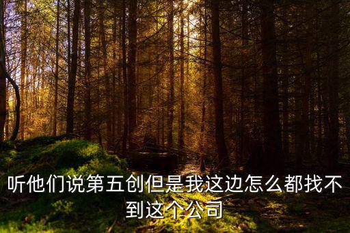 聽他們說第五創但是我這邊怎么都找不到這個公司