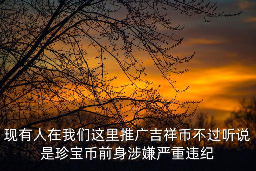 現(xiàn)有人在我們這里推廣吉祥幣不過聽說是珍寶幣前身涉嫌嚴(yán)重違紀(jì)