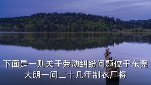 下面是一則關(guān)于勞動糾紛問題位于東莞大朗一間二十幾年制衣廠將