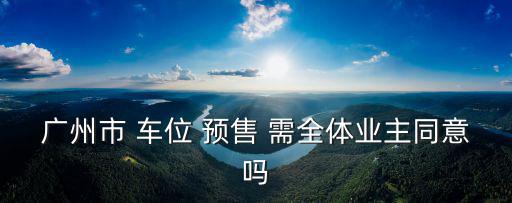 廣州市 車位 預(yù)售 需全體業(yè)主同意嗎