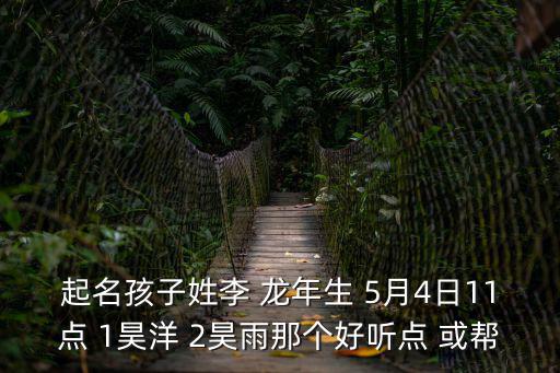 起名孩子姓李 龍年生 5月4日11點 1昊洋 2昊雨那個好聽點 或幫