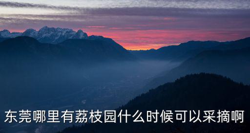 東莞哪里有荔枝園什么時候可以采摘啊