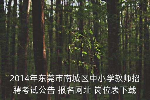 2014年東莞市南城區中小學教師招聘考試公告 報名網址 崗位表下載