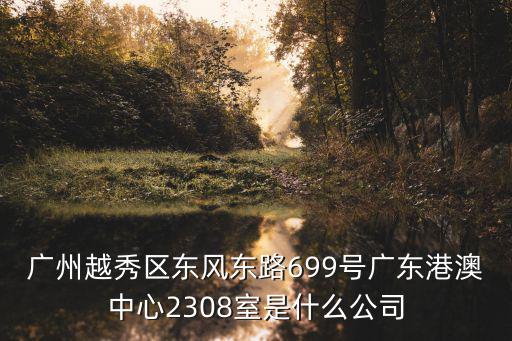 廣州越秀區東風東路699號廣東港澳中心2308室是什么公司