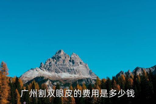 廣州割雙眼皮的費用是多少錢