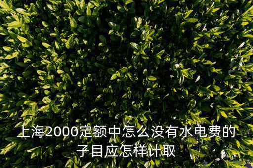 上海2000定額中怎么沒有水電費的子目應(yīng)怎樣計取